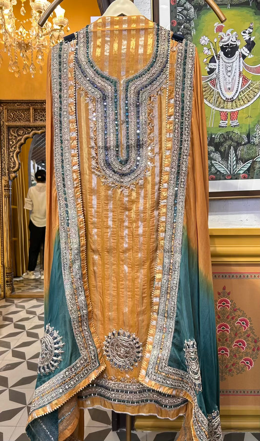 Arzoo Organza Suit (Mustard)