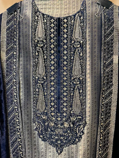 Ruhsana Brocade Suit (Blue)