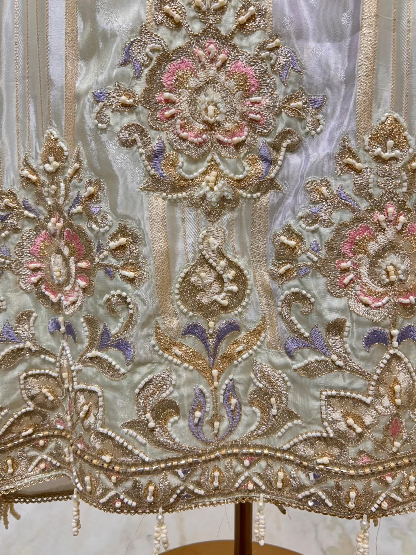 Mehraz Zari Glow Suit (Peach)