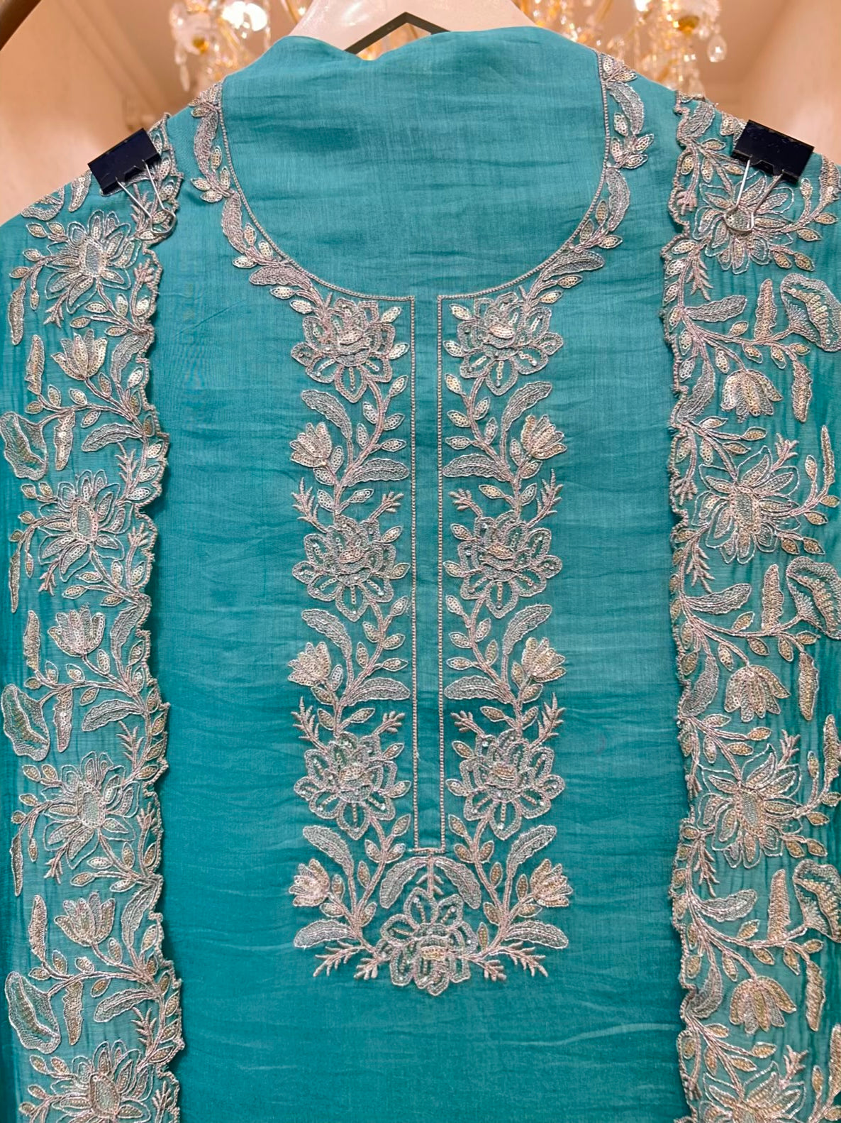 Rajvanya Chanderi Zari Suit (Turquoise)