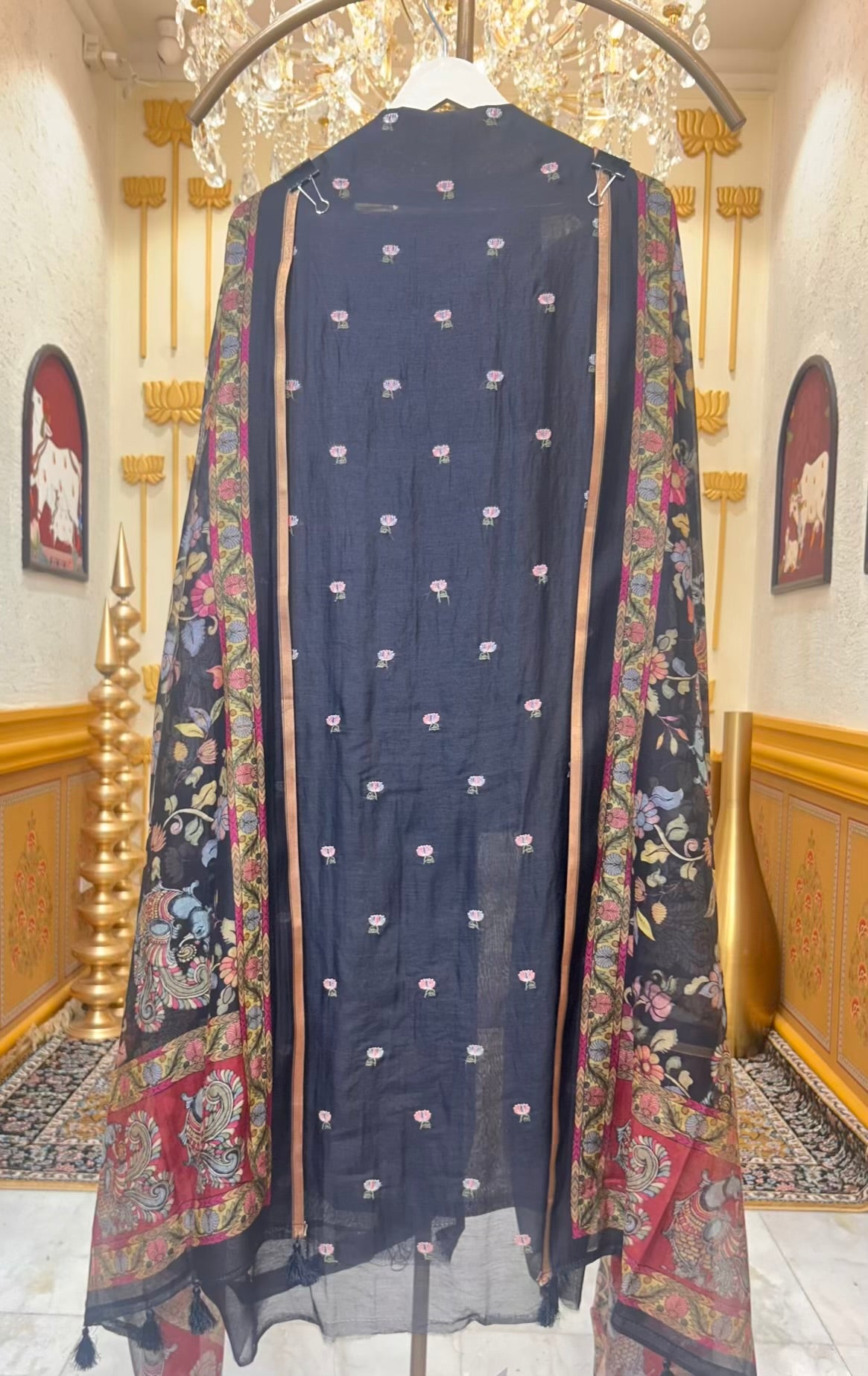 Gresha Mul Chanderi Suit (Black)