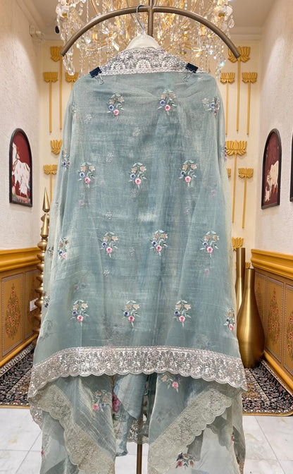 Zarisha Zari Loom Suit (Green)