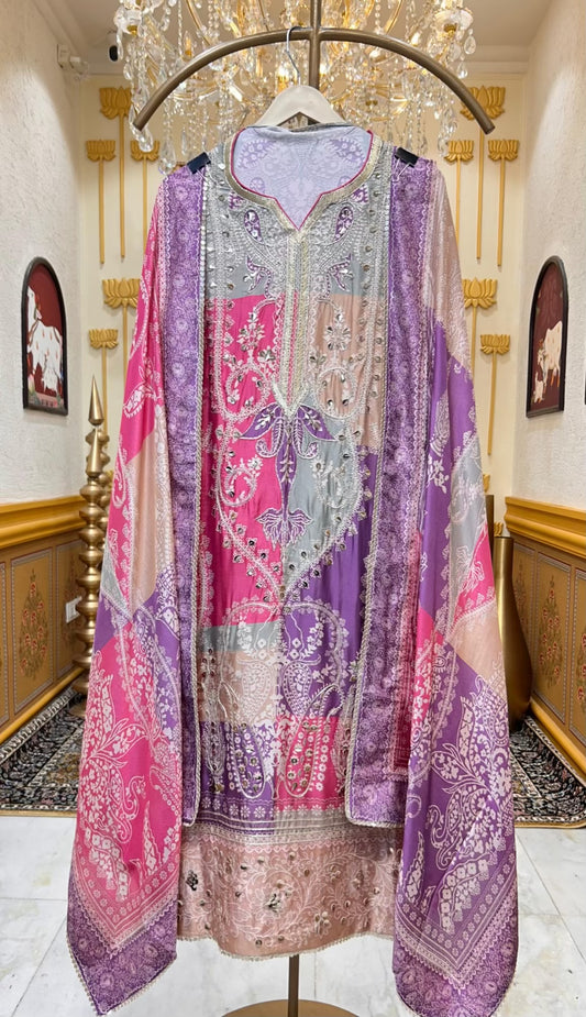 Arezya Silk Leather Élan Suit (Pink)