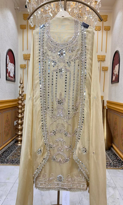 Zarqina Sheesha Chamak Suit (Yellow)