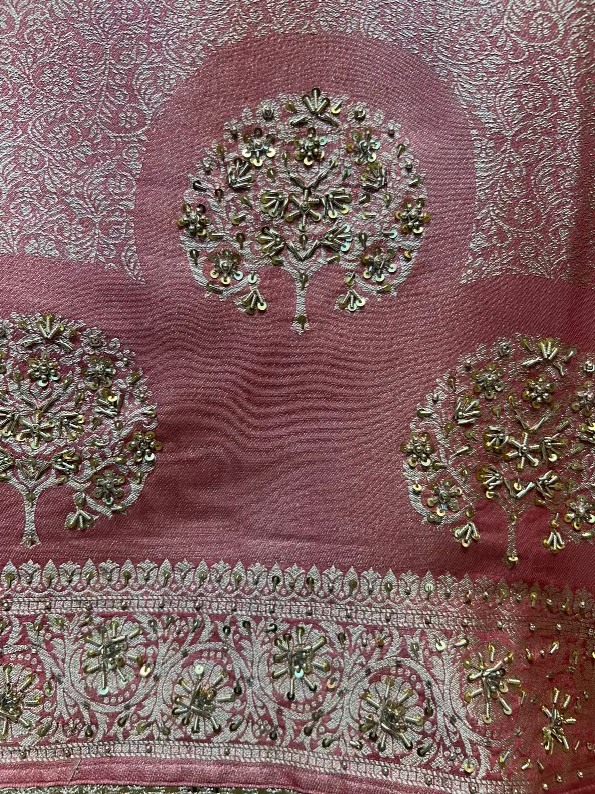 Zehraana Brocade Grace Suit (Peach)