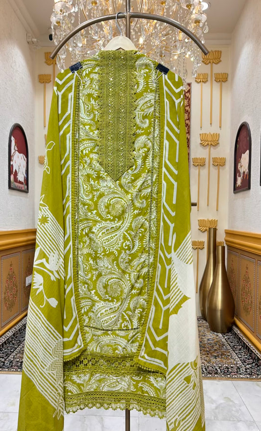 Nayara Cotton Lace Suit (Green)