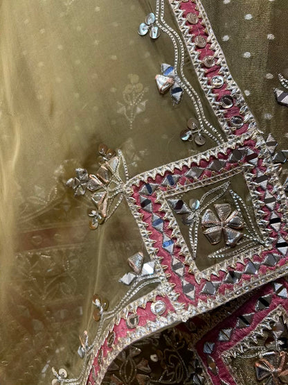 Noorvika Gota Aaina Suit (Mehendi Green)