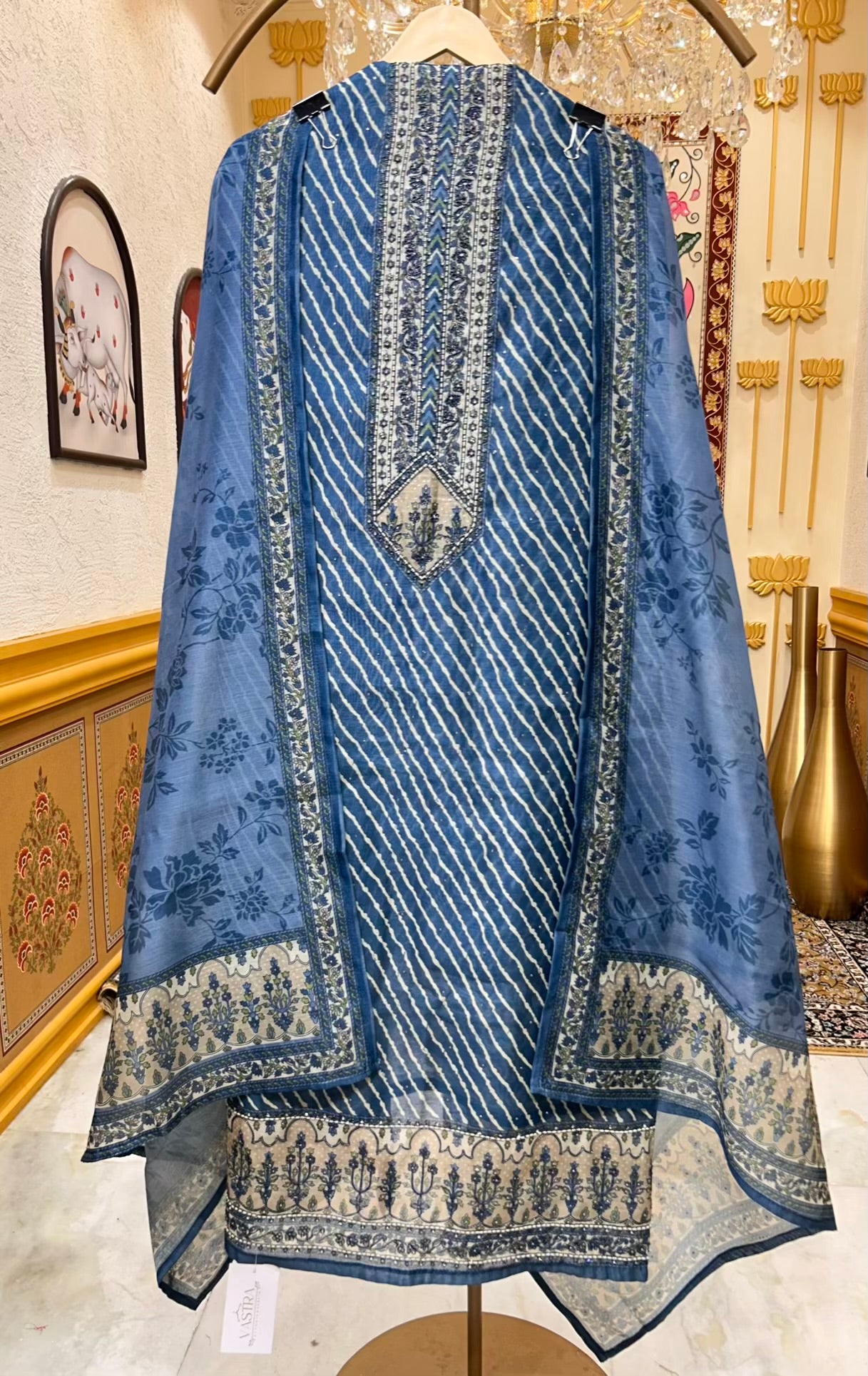 Aarini Chanderi Printed Suit (Blue)