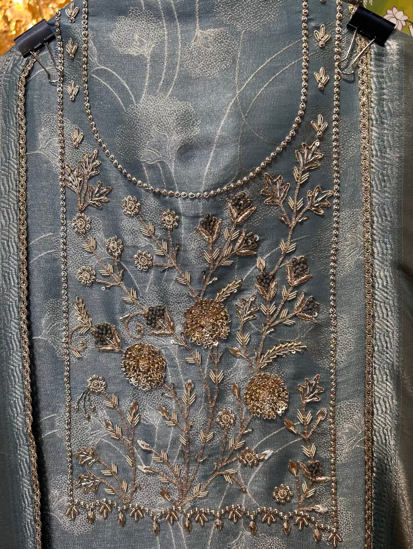 Zarbanoor Brocade Suit (Turquoise)