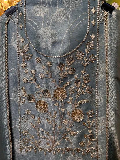 Zarbanoor Brocade Suit (Turquoise)