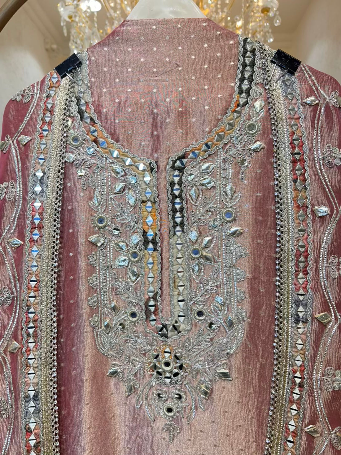Mahzara Gota Mirror Suit (Pink)