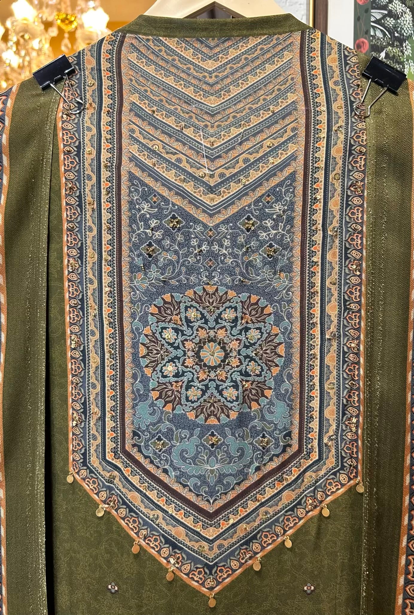 Siyana Pashmina Suit (Olive Green)