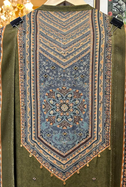 Siyana Pashmina Suit (Olive Green)