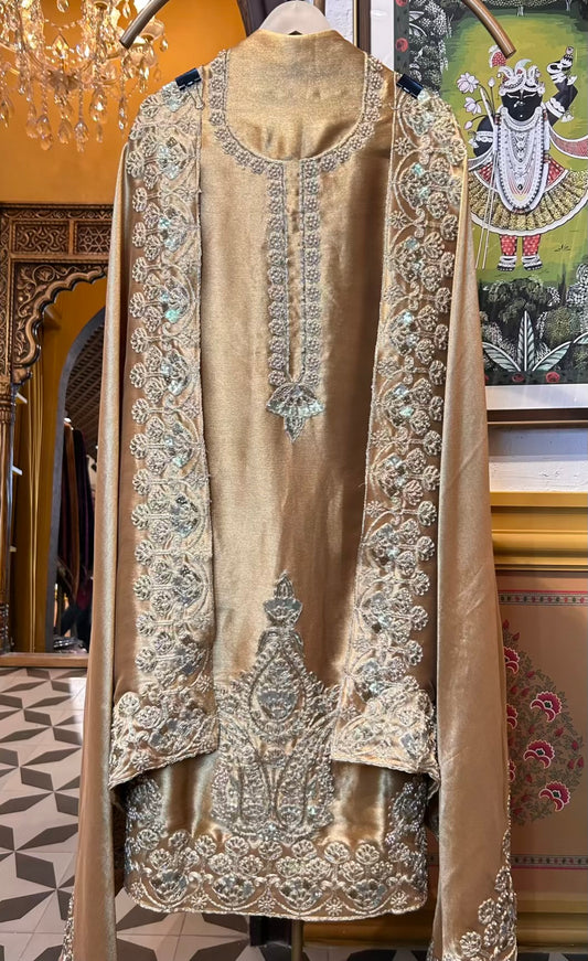 Sarvinoor Organza Suit (Mustard)