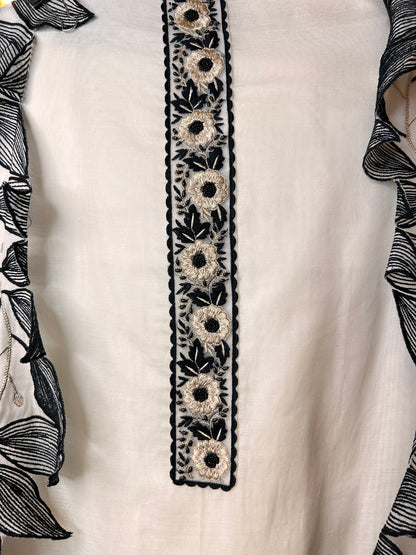 Sunehri Chanderi Set (Ivory Black)