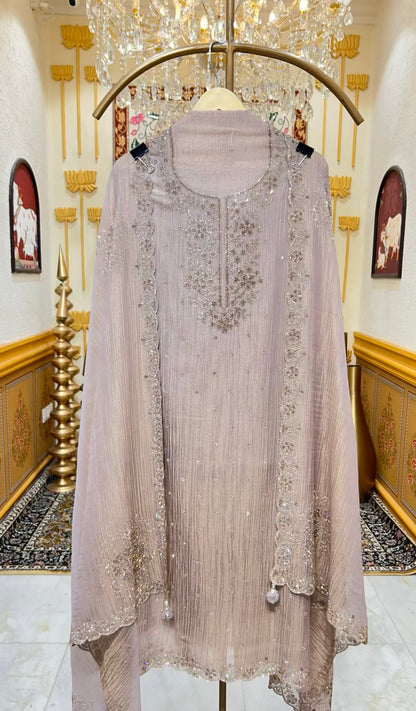 Zehraani Stone Veil Suit (Lavender)