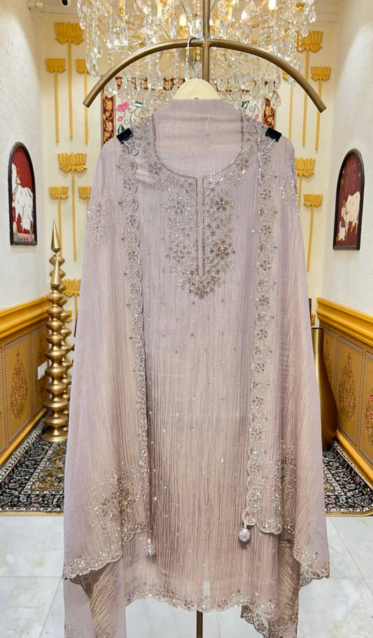 Zehraani Stone Veil Suit (Lavender)