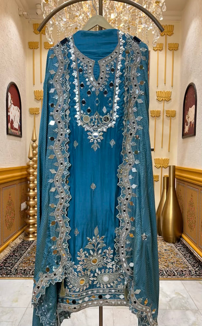 Zaraina Gota Mirror Suit (Peacock Blue)