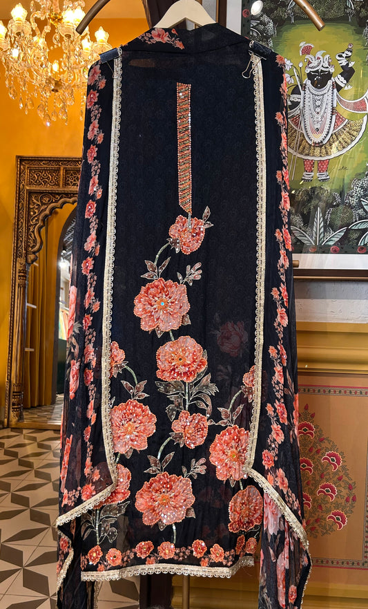 Meira Handwork Organza Suit