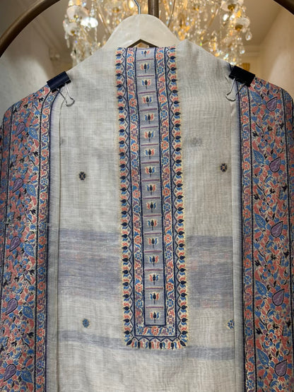 Ishmira Jamdhani Noor Suit (Beige & Blue)