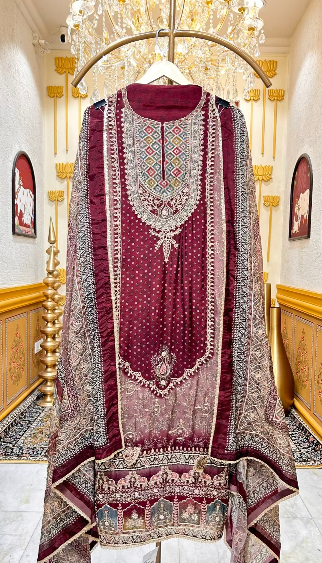 Zareenah Zari Flow Suit (Brown)