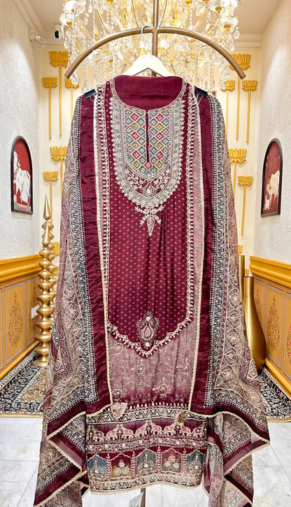 Zareenah Zari Flow Suit (Brown)