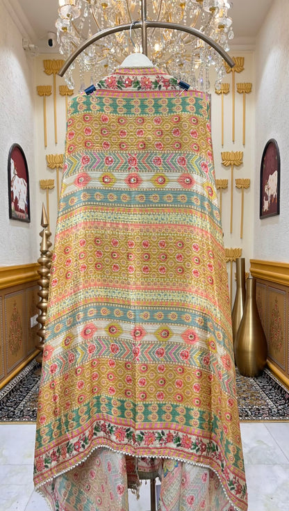 Meherveen Tissue Print Suit (Pink)