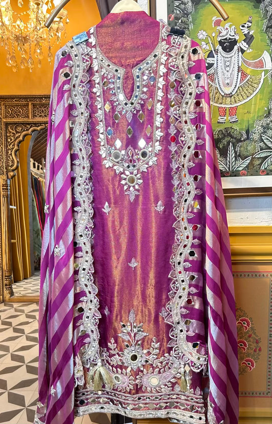 Roshanaé-Noor Organza Suit (Wine)
