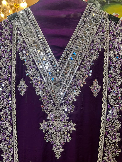 Zafera Tissue Organza Suit (Wine)