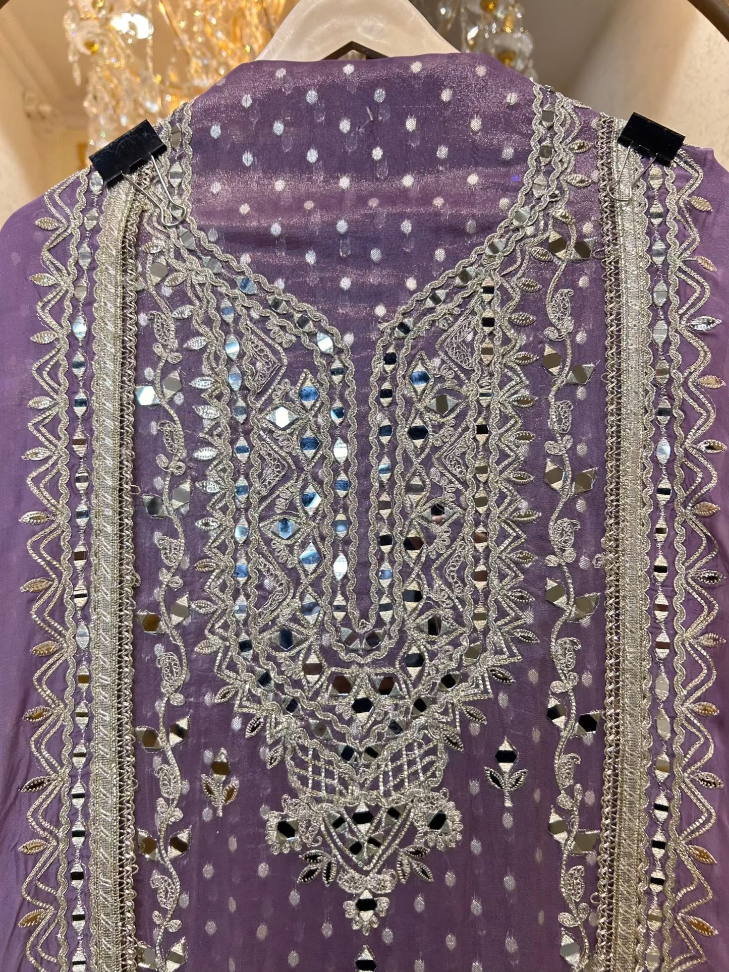 Arezya Aaina Leather Suit (Lavender)