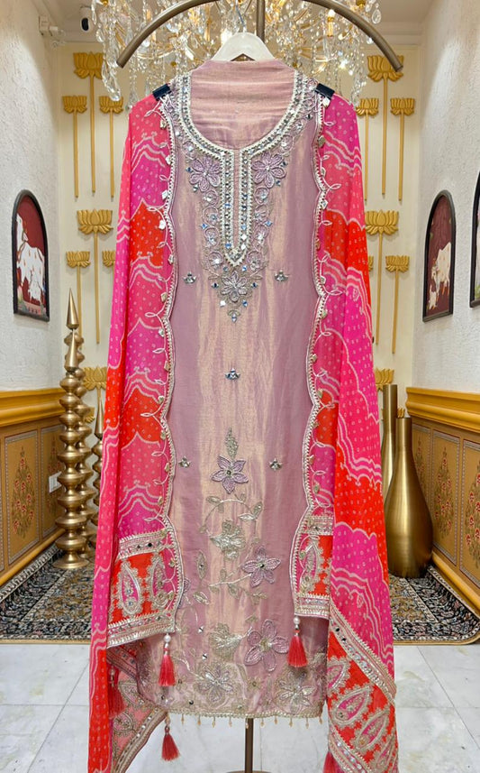 Gulbandhni Dori Suit (Peach)