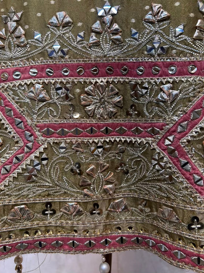 Noorvika Gota Aaina Suit (Mehendi Green)