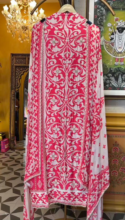 Mehrunisa Muslin Suit (Pink)