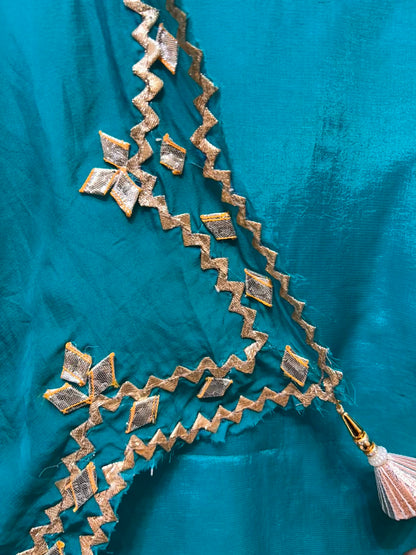 Elina Silk Organza Suit (Peacock Green)