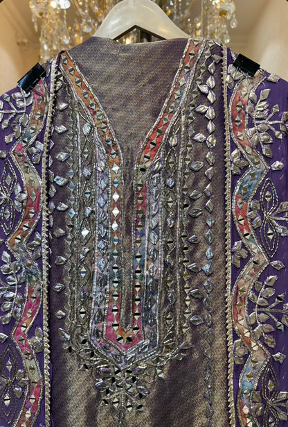 Vasundhara Gota Glow Suit (Purple)