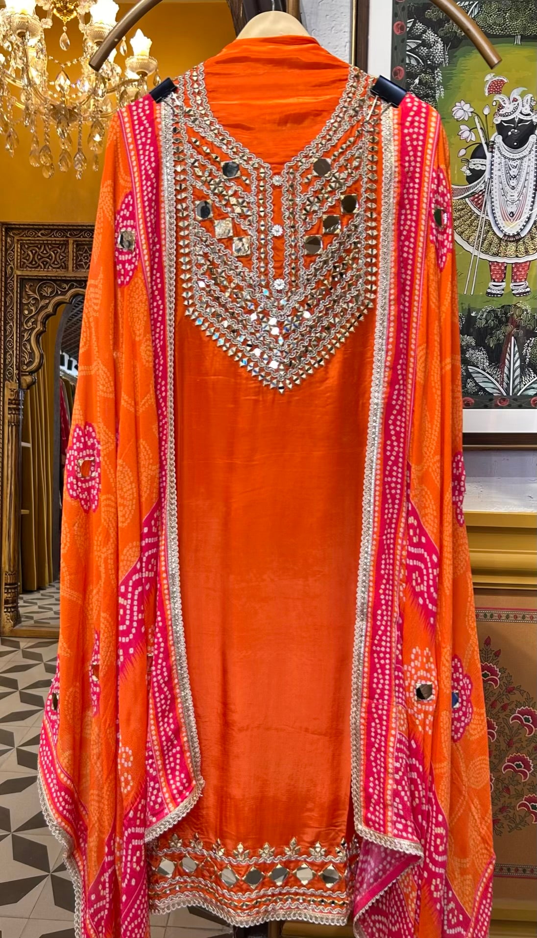 Mahveen Organza Suit (Orange)
