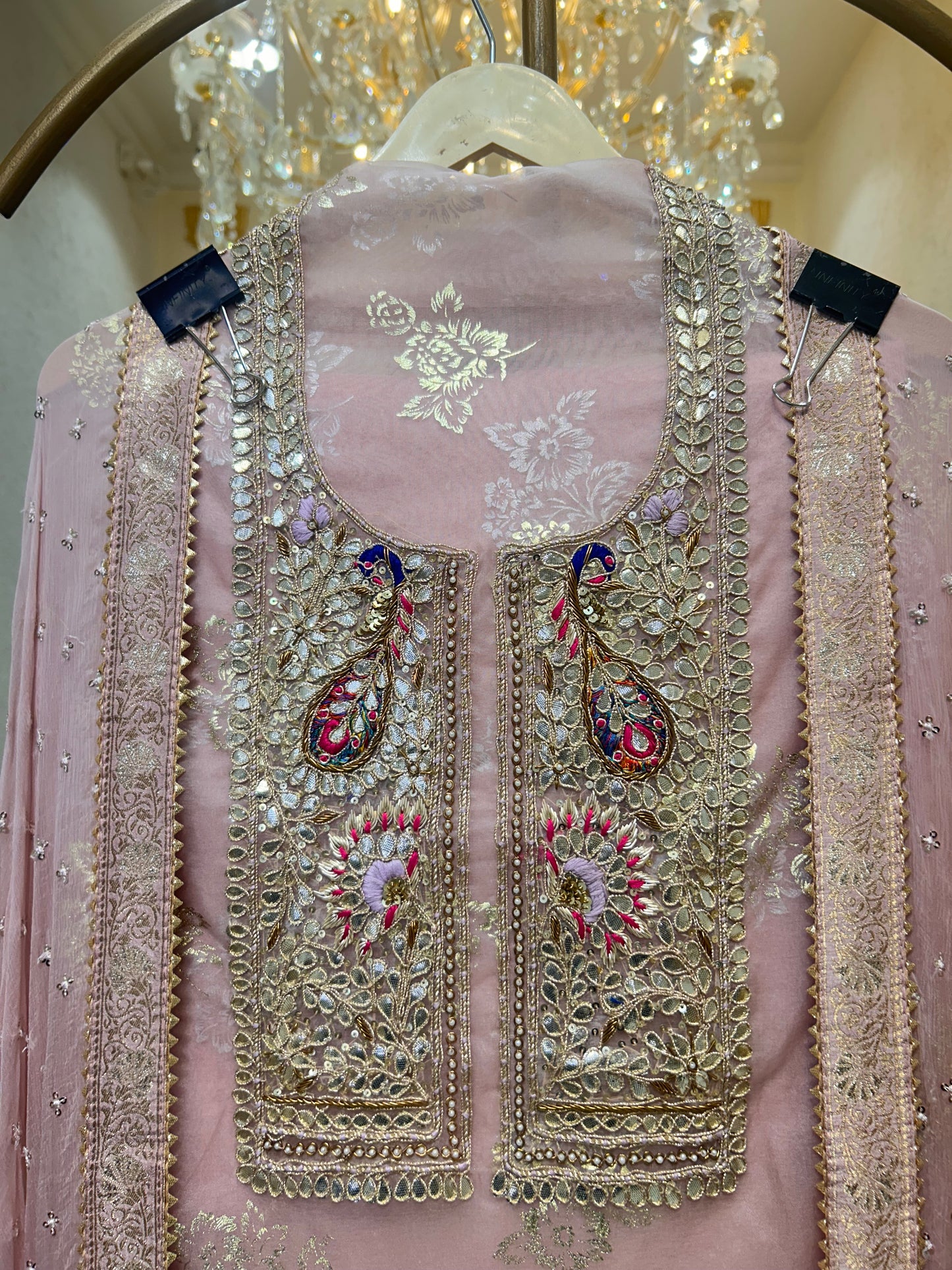 Mehrina Tissue Noor Suit (Pink)