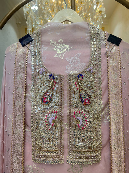 Mehrina Tissue Noor Suit (Pink)