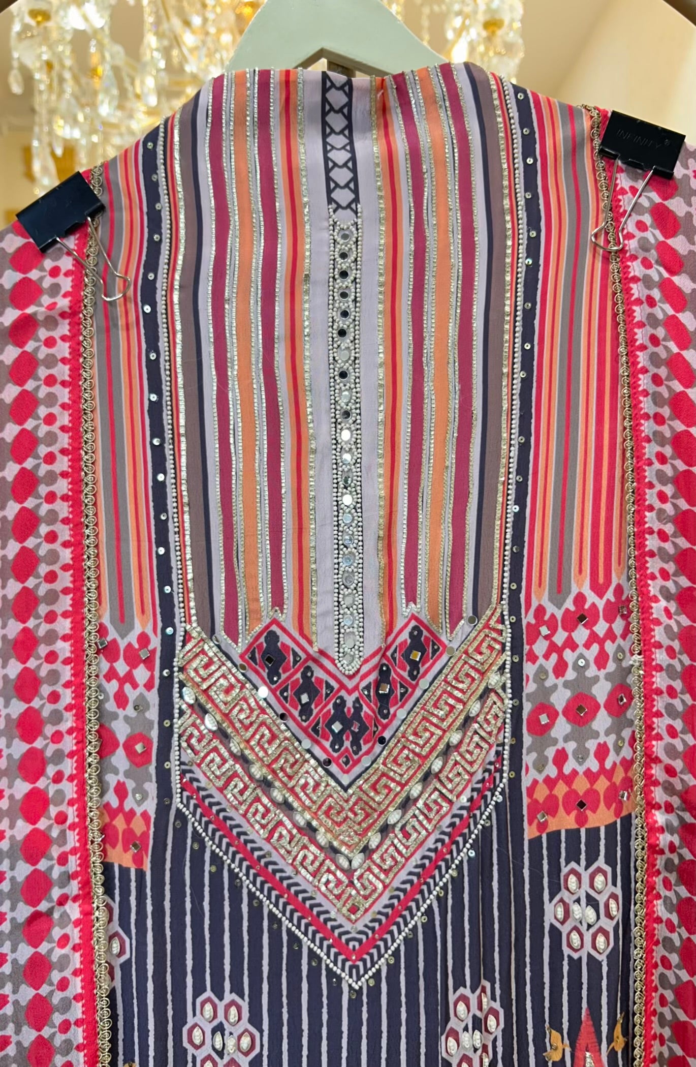 Zarmina Gota Pearl Suit (Silver Grey)