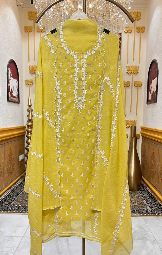 Aarini Resham Veil Suit (Lemon Yellow)