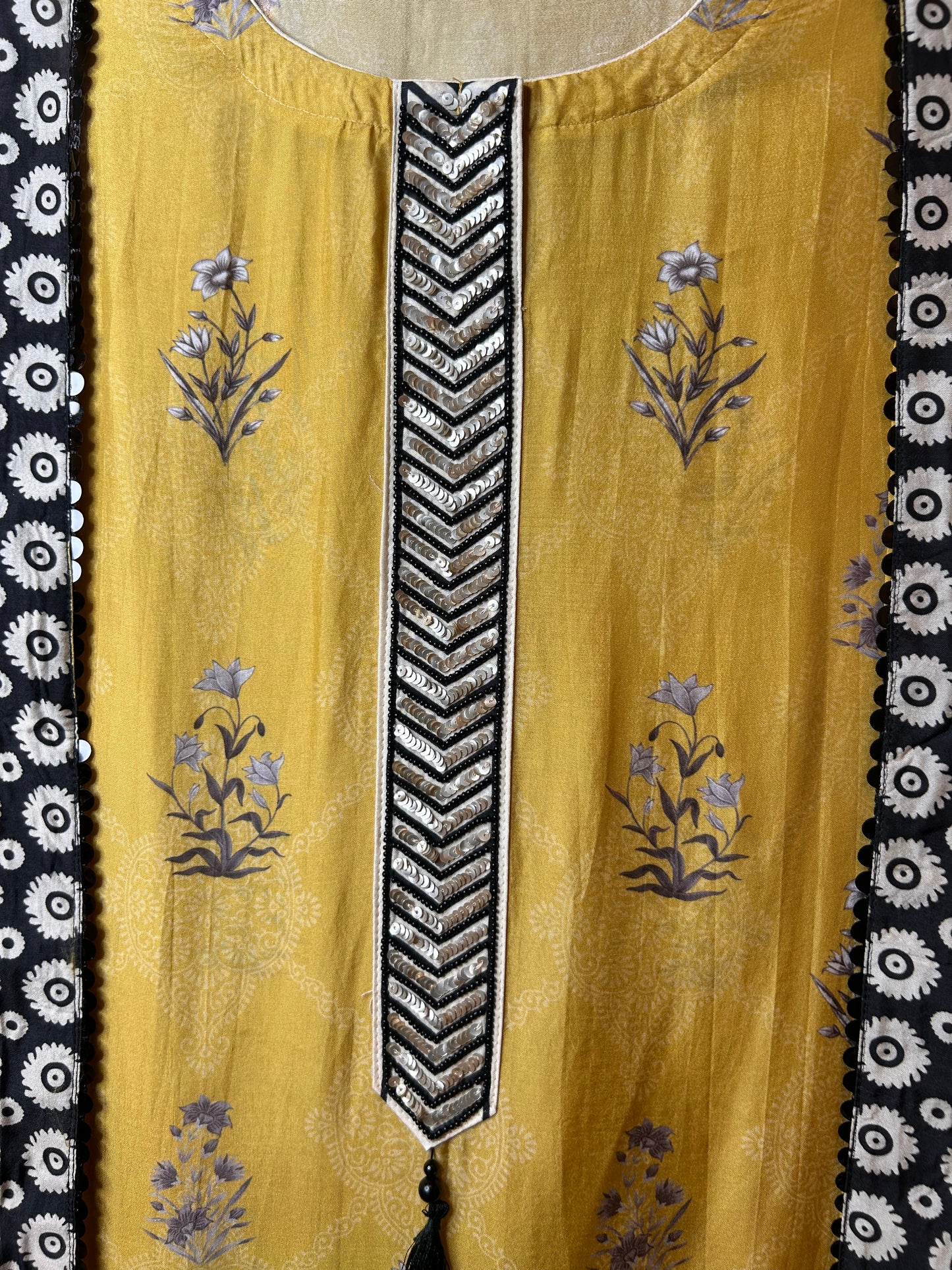 Aarvika Muslin Silk Suit (Mustard)