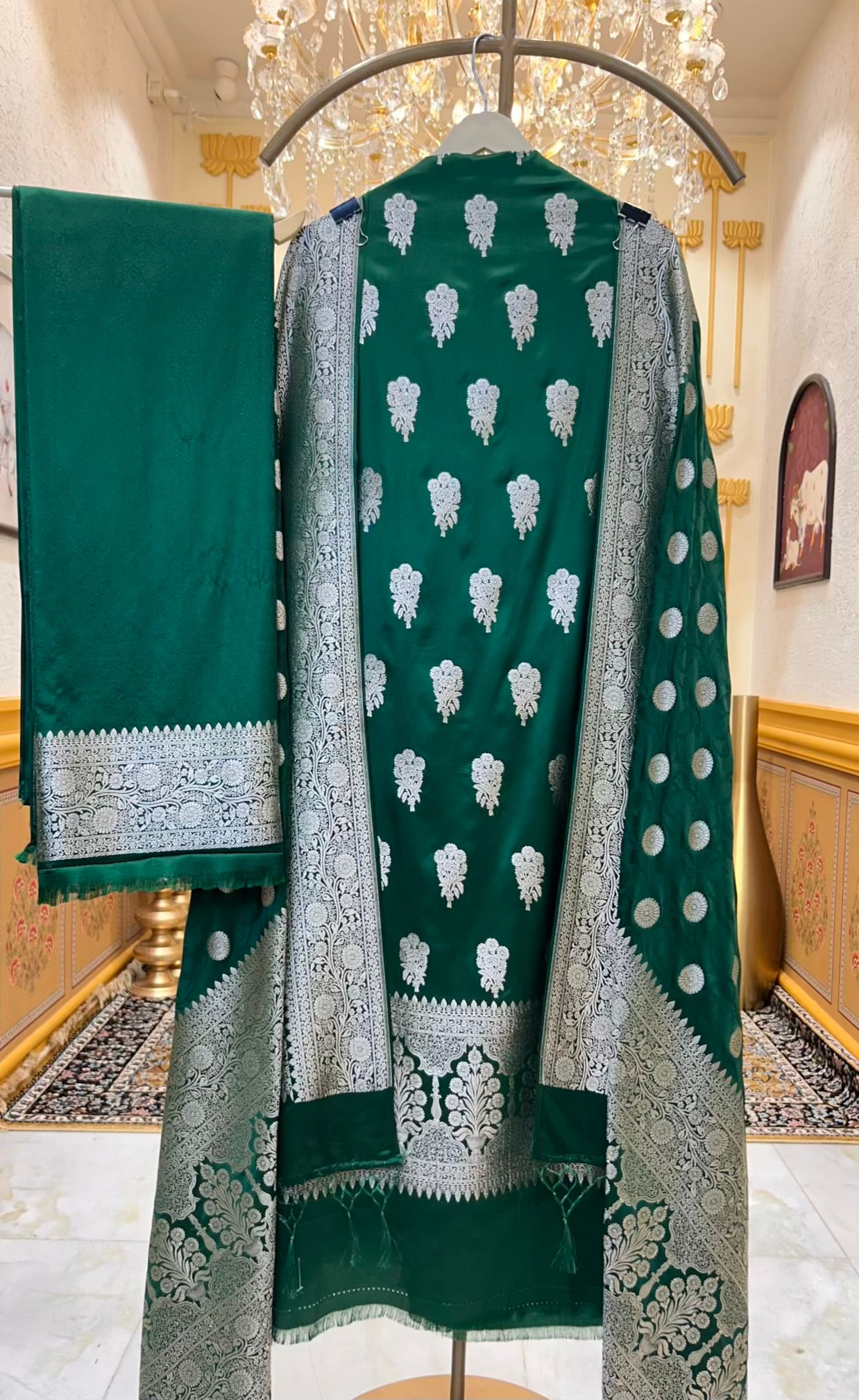 Ruhzini Silk Weave Suit (Dark Green)