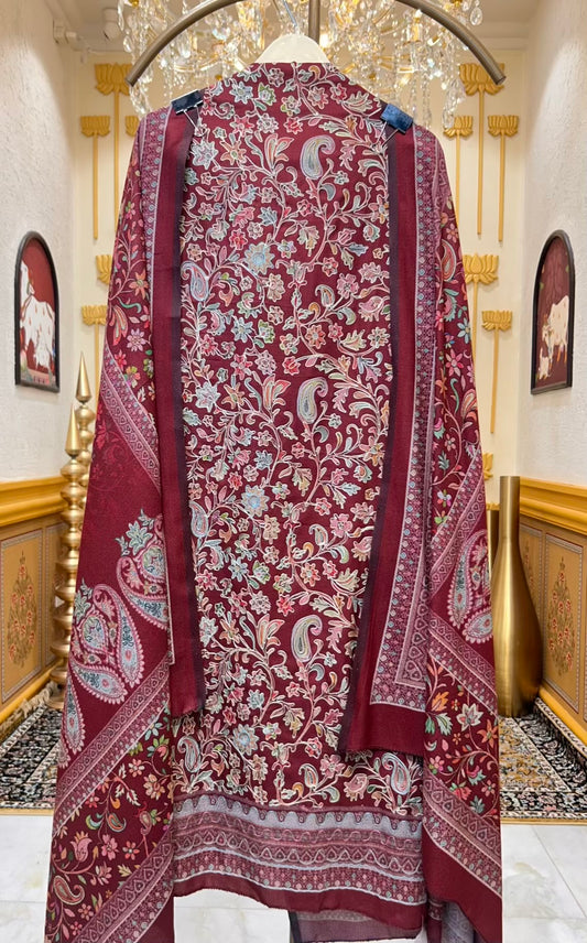 Rivaya Pashmina Loom Suit (Maroon)