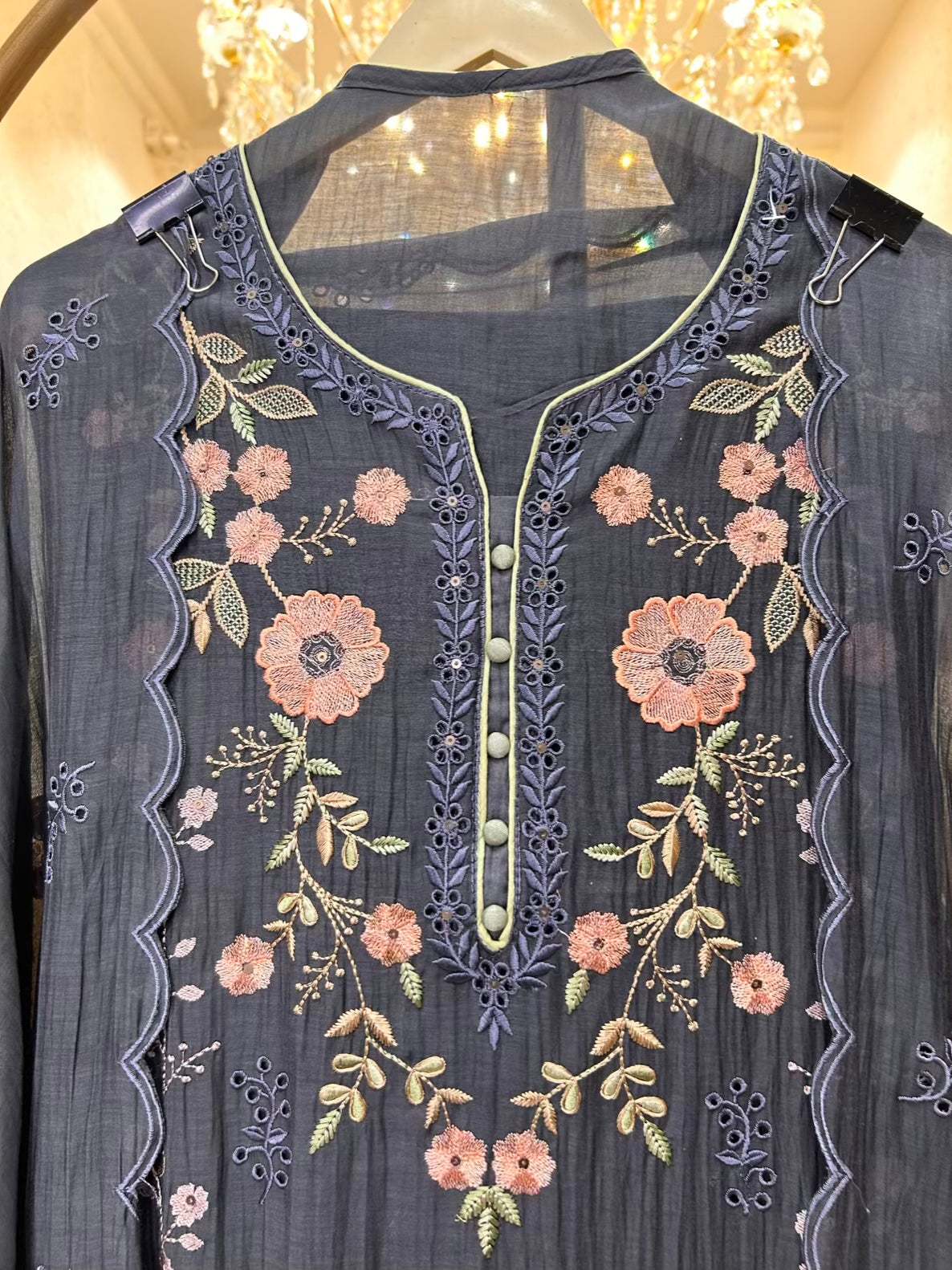 Sahira Thread Veil Suit (Navy Blue)