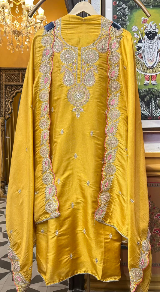 Zarwisha Organza Suit (Yellow)