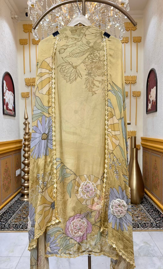 Eshira Print Noor Suit (Light Yellow)