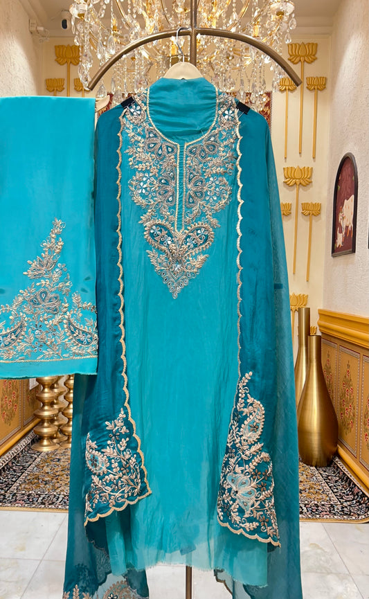 Arezya Dori Leather Élan Suit (Turquoise)