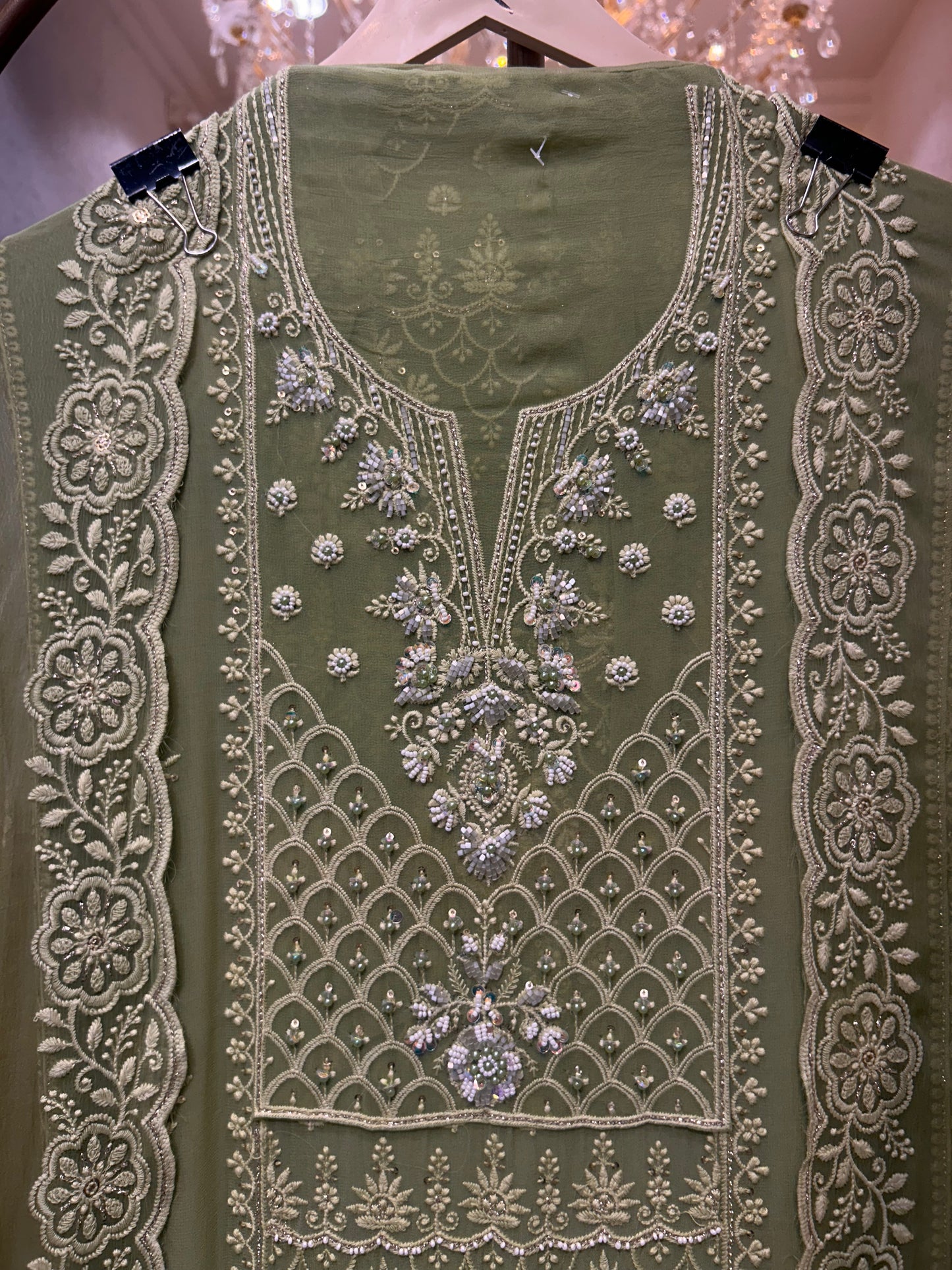 Mehru Georgette Élan Suit (Green)