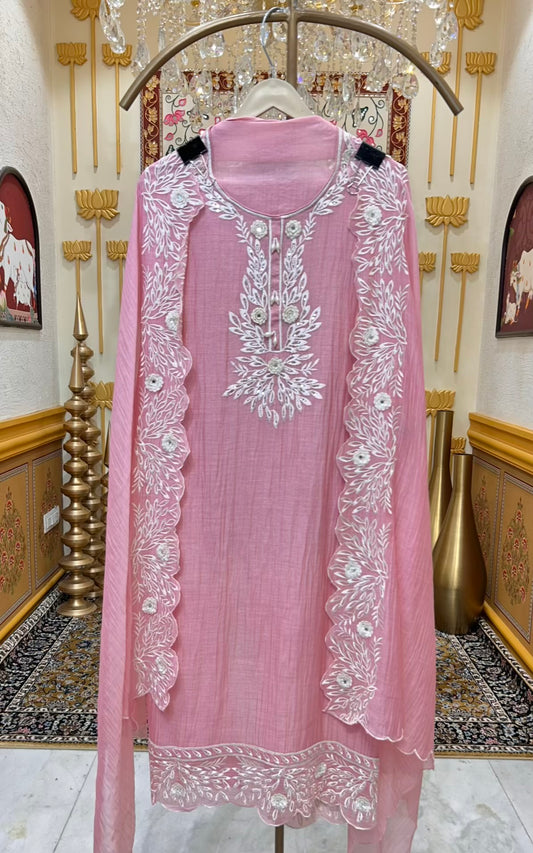 Nazira Resham Mul Suit (Pink)