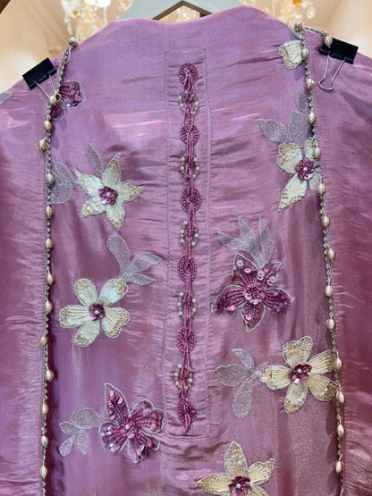 Rehma Gota Shimmer Suit (Pink)